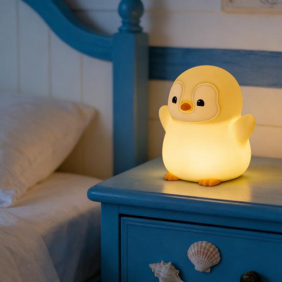 Penguin Baby Night Light USB Rechargeable LED Touch Lamp with Dimmable Glow Cute Bedside Lamp for Kids Adults Fun Novelty Gift for Home Decor