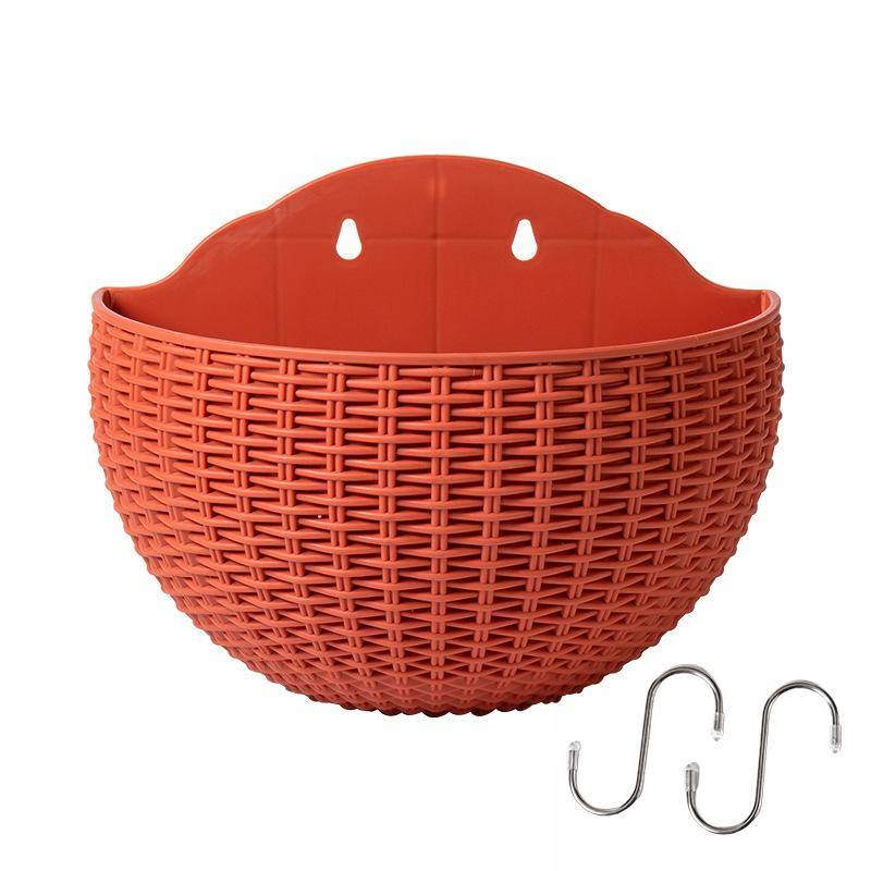 

Цветочный горшок с крючками Изысканная настенная пластиковая настенная подвесная корзина Цветочный горшок для наружного сада Балконное ведро для цветов Домашний декор Новый 26x20.5cm кирпич красный