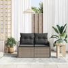 Garden Sofa with Cushions Gray 121 X 62 X 69 Cm Poly Rattan