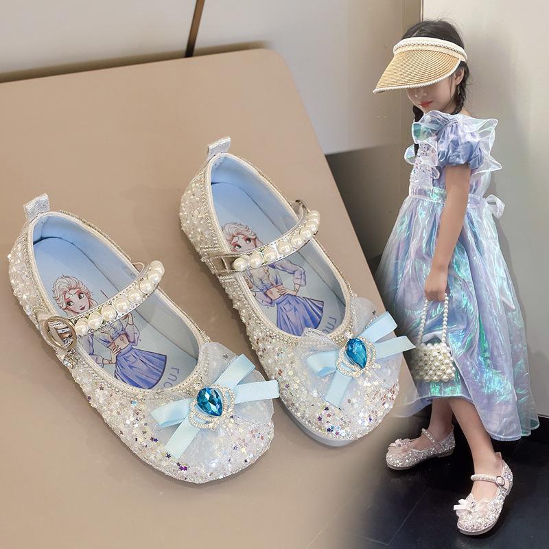 Zapatos NiñaGirl Shoes Trendy Child Leather Shoe Water Diamond Princess Shoe Bow Mary Jane Shoes Fashion Kid Shoes Lolita Shoe