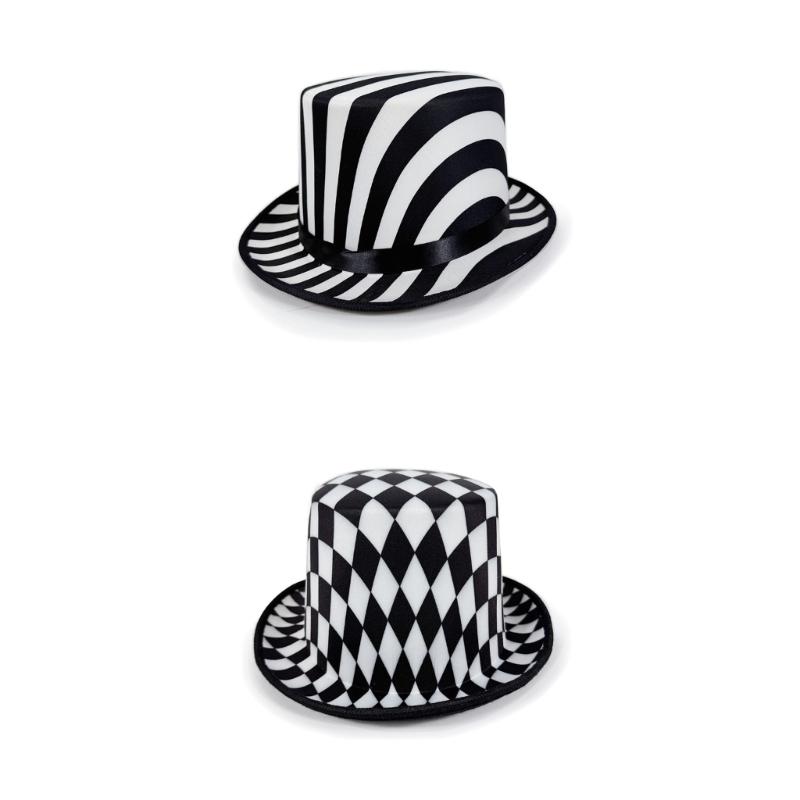 Unisex Checkered Jazz Cabaret Hat Soft Cotton Fabric Perfect For Themed Parties Event