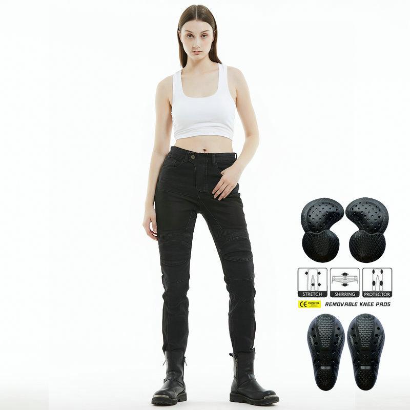 

VOLERO+Motorcycle Jeans Women s Knight Mesh Breathable Elastic Motorcycle Anti Drop Riding Pants