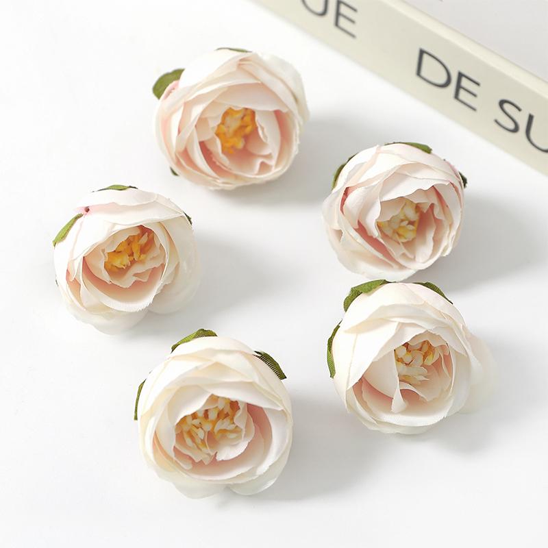 5/10/20Pcs 3.5cm Silk Tea Roses Bud Artificial Flowers Head for Scrapbook Wedding Decoration Home Room Supplies Accessories