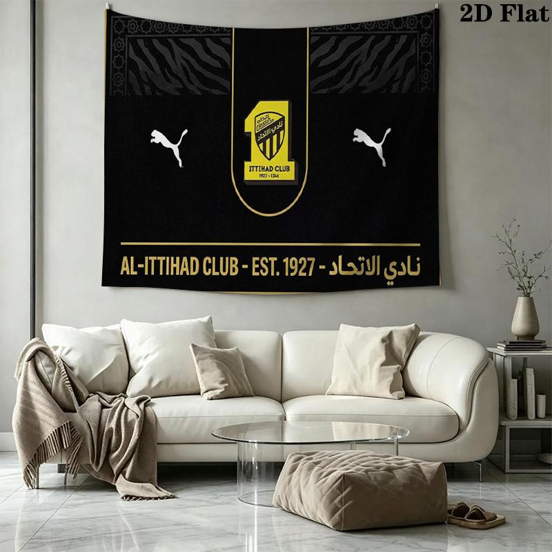 1ttihad Club Wall Tapestry Aesthetic Wall Hanging Printed Fabric Blanket Decorative Tapestries for Bedroom Living Room Home Decor