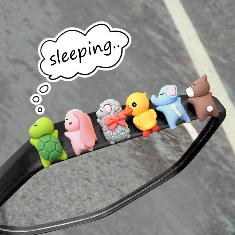 Funny 6pcs Cute Car Ornaments Car Center Console Display Screen Car Rearview Mirror Bike Little Turtle Cute Pendant Doll