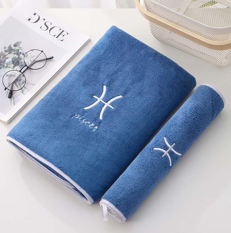 Toalla Hotel Home 100% Polyester Hand Facial Shower Towel Soft Hotel Bath Towel Custom constellation Embroidery Towel