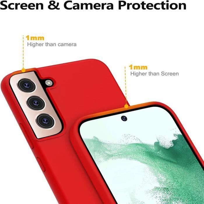 Coque - Samsung - Galaxy S22 - Silicone Antichoc - 2 Verres Trempés - Rouge