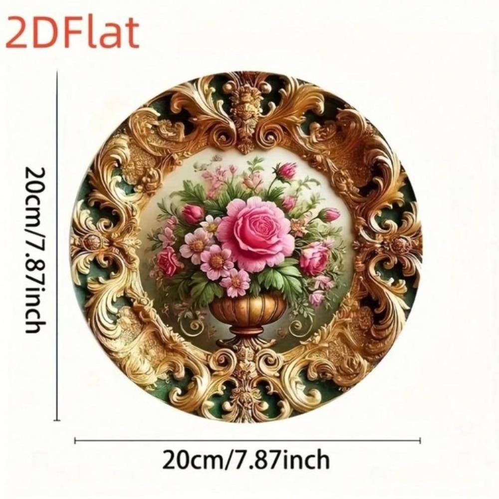 Metal Art Floral Wall Decor Vintage Gold Pink Roses European Style Home Cafe Garage