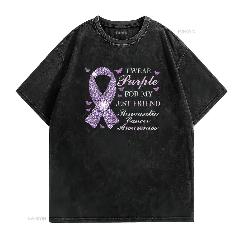 Womens I Wear Purple For My Best Friend Pancreatic Cancer Awareness T Shirt Black 2X Large vintage Washed streetwear Breathable