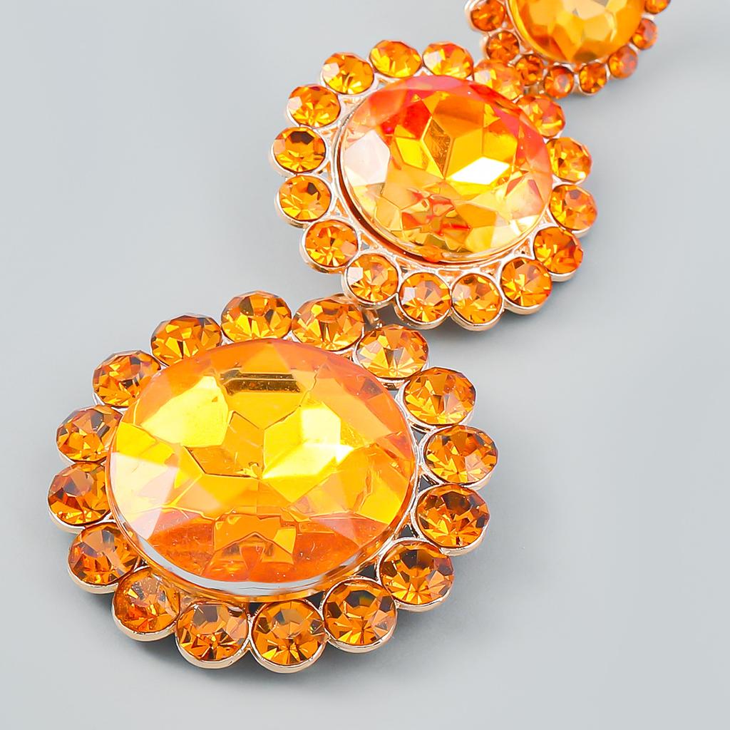 Women's Sparkling Geometric Earrings Round Diamond Earrings