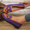 Fashion Pumpkin Printed Breathable Woman Flats Shoes Comfort Knit Slip On Walking Shoes for Women Lightweight Soft Sole Casual Loafers