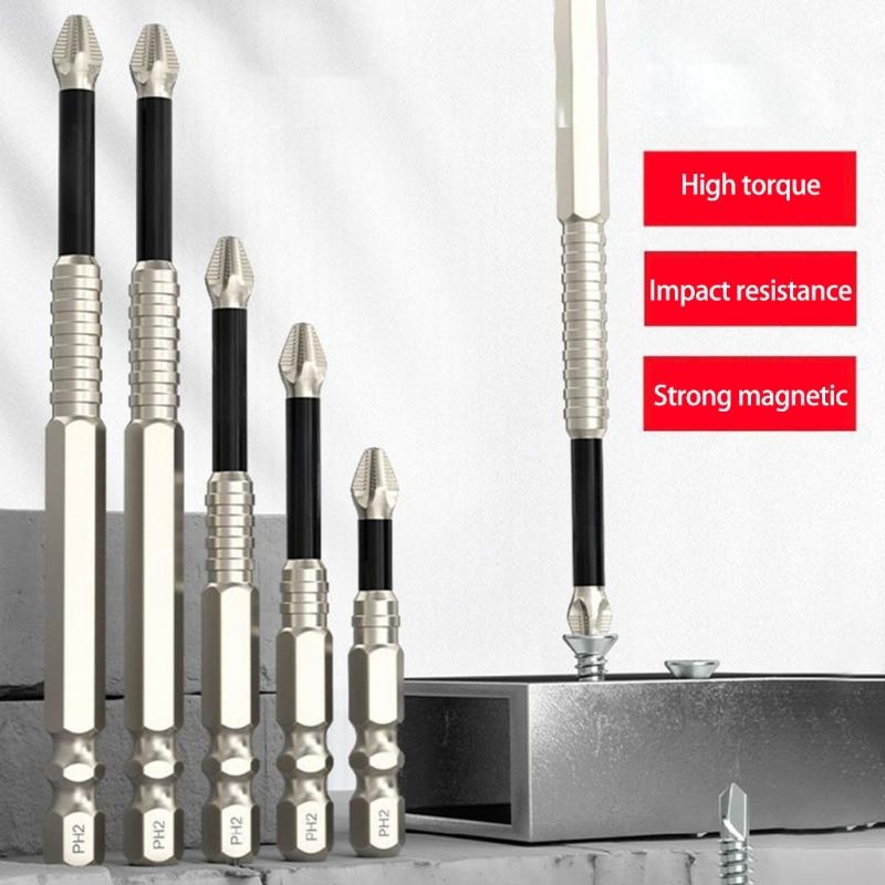6Pcs K5 Magnetic Screwdriver Bit Set 1/4inch Hex Shank Antislip Crossing Head Screw Driver Drill Bit Crossing