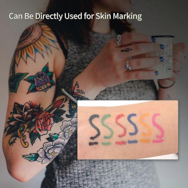 Barsinfi Tattoo Marking Pen, 12 Colors Temporary Tattoo Markers For Skin, Washable Removable Body Markers Set, Body Art Pens Tattoo Piercing Positioni