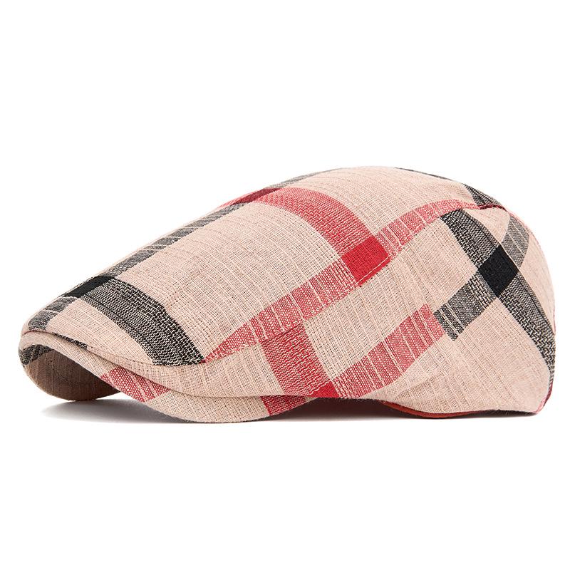 Unisex Colorful Plaid Fashion Beret Newsboy Cap Adjustable хаки