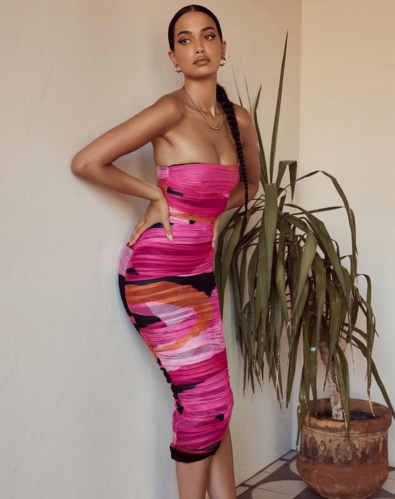 European and American Women's Tube Top Sexy Printed Pencil Dress