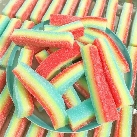 Sour Gummy Candy Strip Toy Slow Rising Stress Relief Colorful Sugar Stick Sensory