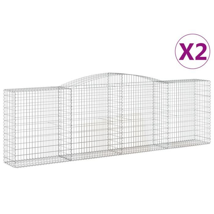 VidaXL Curved Gabion Baskets 2 Pcs 400x50x120/140 Cm Galvanized Iron, Gabion, Gabion Cage, Gabion Wall Basket, Wall 3147009