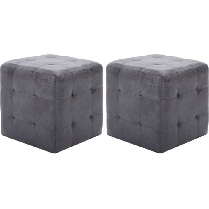 VidaXL 2 Pcs Poufs Grey 30 X 30 X 30 Cm Faux Suede
