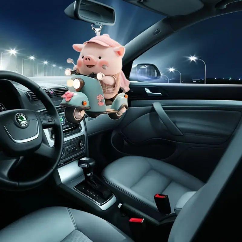 Niedliches Cartoon Acryl Schwein Auto Hängeornament für Elektrofahrzeug Innendekoration