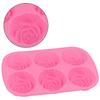 6-Hohlraum Rosenförmige Silikon Pudding Schokoladenkuchen Form Mikrowellen- Gefrierschrankfest Rosa