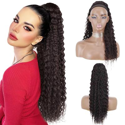Women Long Kinky Curly Ponytail Hair Synthetic Drawstring Ponytail Clip-In Wig Wrap Around Ponytail