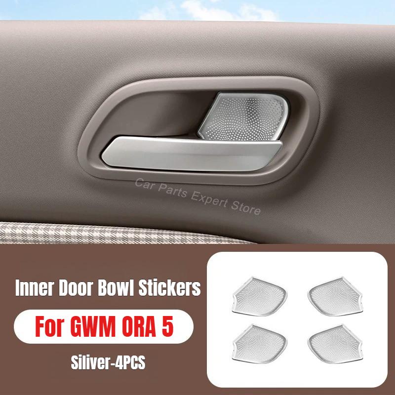 For GWM ORA 5 Inner Door Bowl Stickers Metal Front Door A-pillar Speaker Trim Door Handle Rear AC Vent Anti-scratch Cover Trim