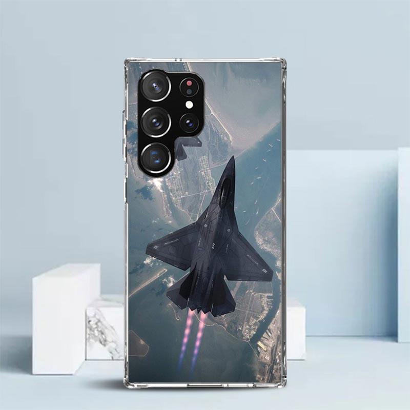 Military Aircraft Warship Fighter Phone Case For Samsung Galaxy S24 S25 Edge S26 Ultra S22 S23 Plus S21 + S20 FE Soft TPU Back C