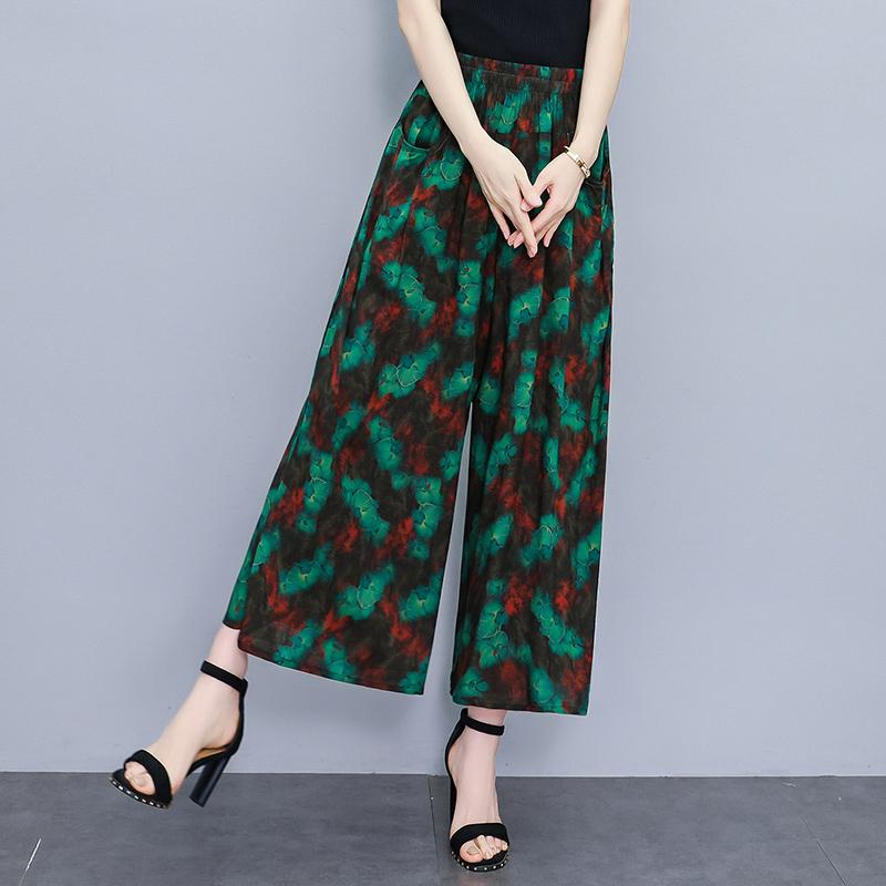 Summer Wide Leg Pants for Women Vintage Clothes Plus Size Loose Elastic Waist Casual Pants
