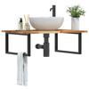 Vidaxl Wall Shelf Under Sink, Steel and Solid Acacia Wood