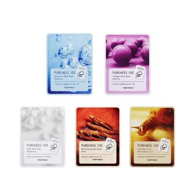Tonymoly Pureness Sheet Mask| Pack of 5| Cotton Face Sheets| Brightens & Nourishes Skin| Sheet Mask Combo
