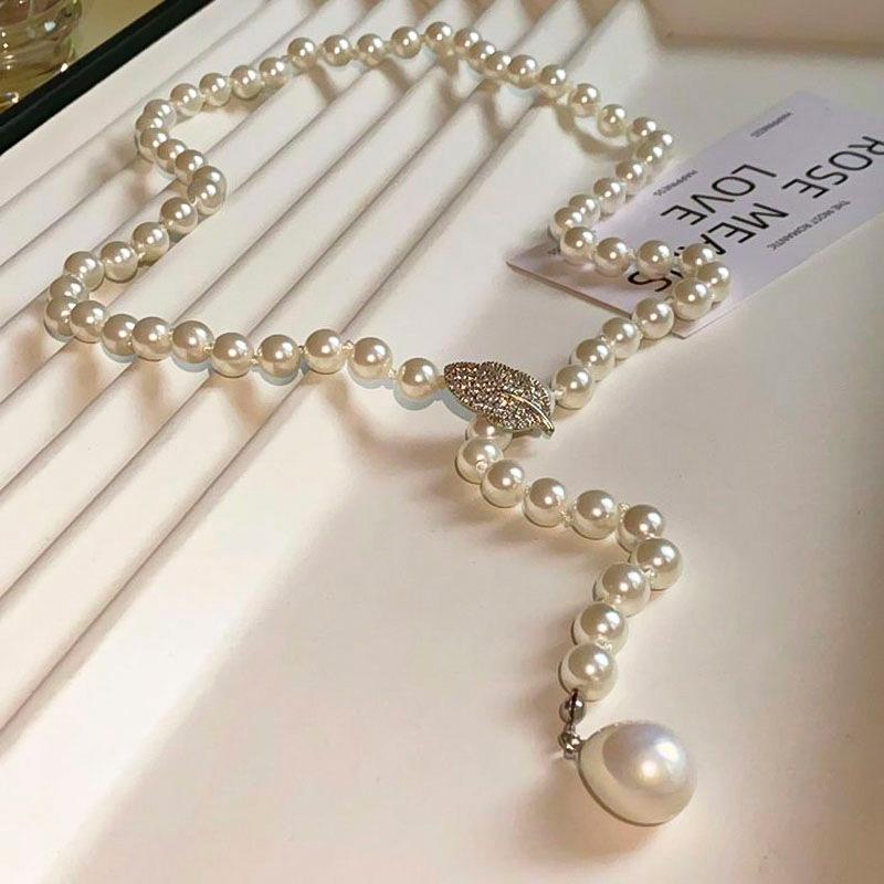 French pearl necklace simple commuter versatile collarbone chain design sense creative necklace women
