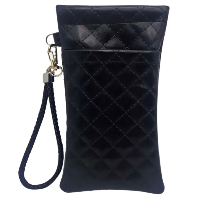 Double Compartment Eyeglass Organizers With Squeeze Top Closure And Strap For Women Multiple Color Option