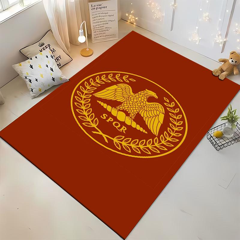 Tappeto con Simbolo Aquila Romana SPQR Rosso e Oro, Tappeto Arredo Casa Adatto per l'uso come antiscivolo per soggiorno camera da letto divani