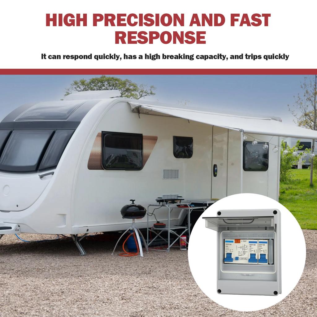 2 Way Consumer Unit Circuit Breaker Garage Consumer Unit Circuit Breaker Panel IP65 Anti-Leakage Fuse Box for Caravans Garages