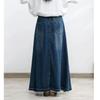 Plus Size Denim Lang Nederdel Dame Efterår Tynd Drapering Halvlængde A-form Paraply Nederdel Høj Talje