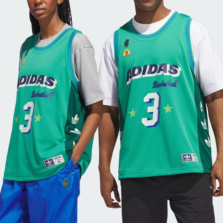 Adidas Originals Hoop York City Jersey Alphanumeric Print Round Neck Sleeveless Basketball Tank Unisex Tops Light-Turf-Green IT9954