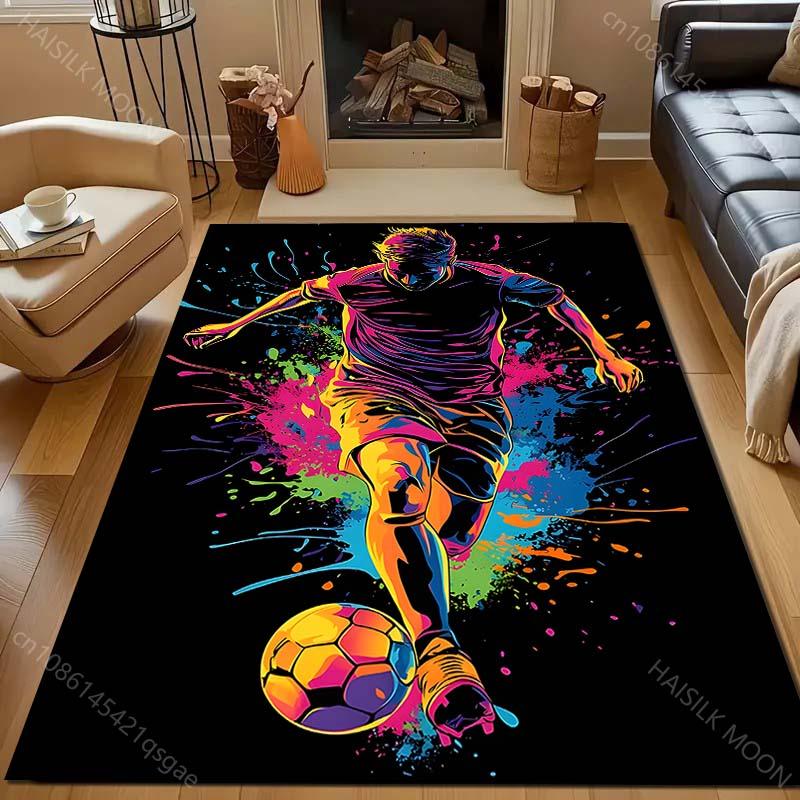 1PC Colorful Splattered Soccer Player Carpet for Living Room Bedroom Sofa Home Decor Rus Non-slip Floor Mat Luxury Gift