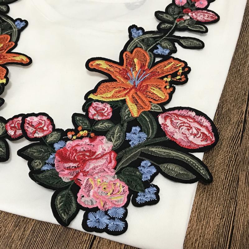 1 Pair Rose Flower Applique Embroidery Patch For Clothing Evening Party Dress Appliques Sewing Patches
