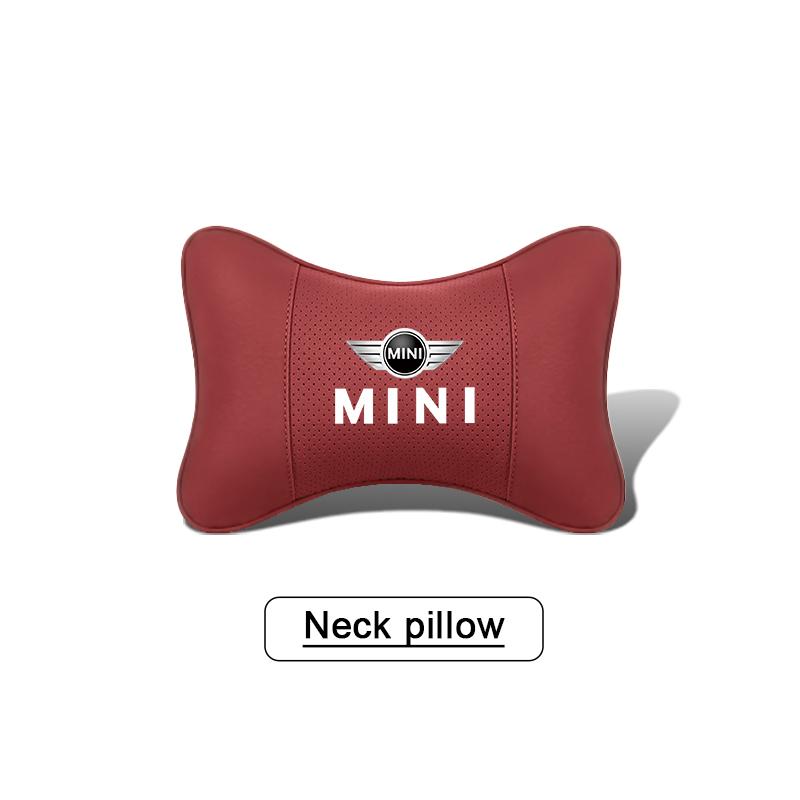 Car Neck Pillow Auto Emblem Headrest Accessories For MINI WORKS Cooper R56 F56 R50 JCW Cabrio Aceman Countryman Clubman Roadster