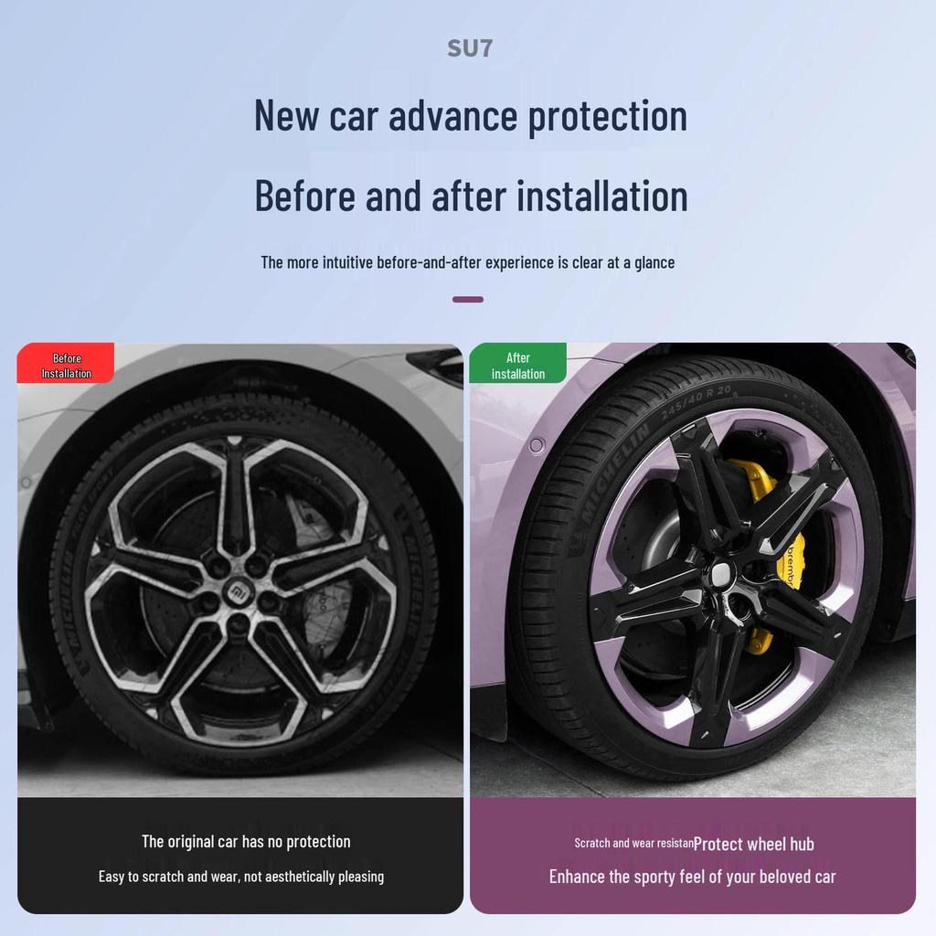 Compatible with Xiaomi SU7 Wheel Hub: 20-Inch Black & White Protective Anti-Scratch Cover
