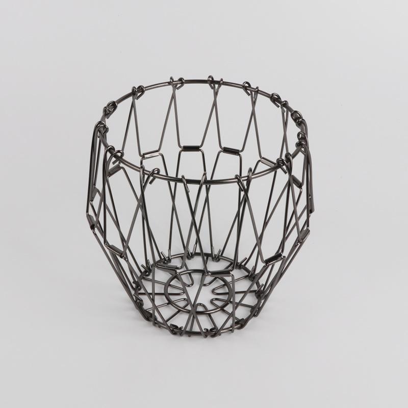 Foldable Fruit Bowl Large Capacity Foldable Creative Fruit Basket Scalable Iron Wire Basket Desktop Storage Hollow Basket