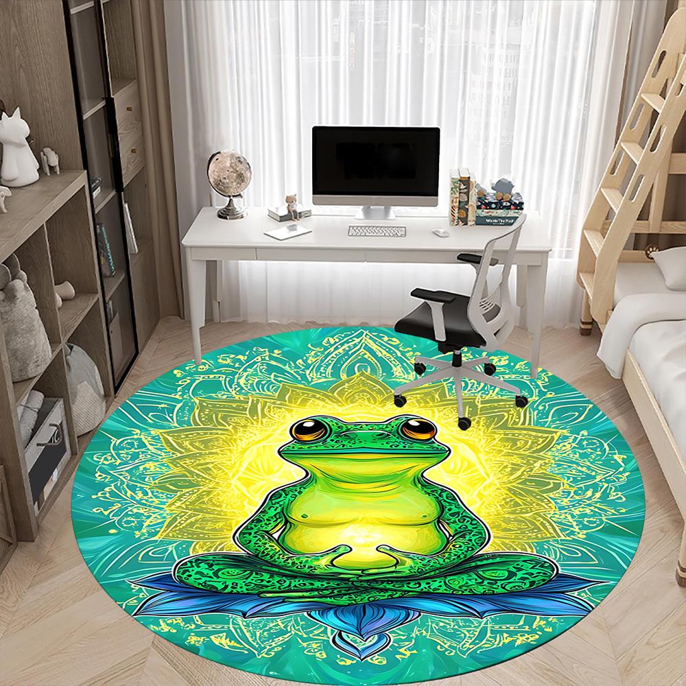 1pc Frog Mandala Chair Carpet for Office, Non-slip, Soft and Durable Leisure Rug, Perfect for Office, Living Room Yy251103122