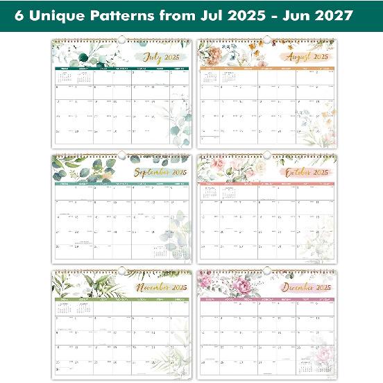 2025-2027 Wall Calendar - Jul 2025 - Jun 2027, Calendar 2025-2027, 14.8" x 11.4", 2025 Calendar with Large Blocks Space, Twin-Wire Binding, Hanging
