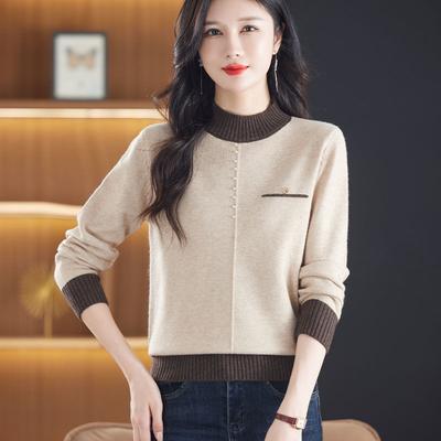Halbrollkragenpullover Damen Locker Neu Herbst und Winter Unterhemd Top