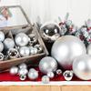 Festive Silver Glitter Hanging Ball - Shiny Round Decoration 6-30CM for Christmas