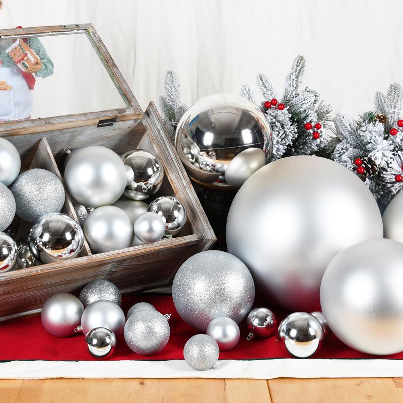 Festive Silver Glitter Hanging Ball - Shiny Round Decoration 6-30CM for Christmas