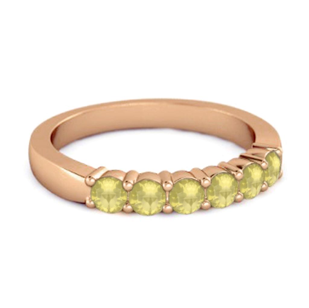 Lemon Quartz Half Eternity Band Ring -925 Sterling Silver Rose Gold Vermeil