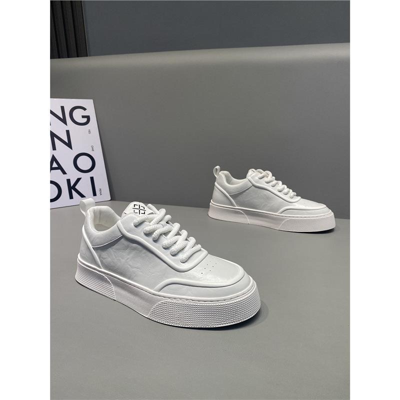 Men'S Shoes Summer Breathable Little White Shoes Sports Shoes Fashionable Wear-Resistant Soft Sole Solid Color Lace-Up Casual Zmd