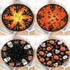Halloween Round Table Cover Waterproof Oilproof Stretch Fitted Tablecloth Pumpkin Ghost Print Wipeable Table Protector Home Party Holiday Dining Decor
