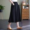 Wide Leg Pants for Women In Summer Loose Fit Plus Size Solid Color Elastic Waistband Large Swing Skirt Pants Casual Cropped Pants